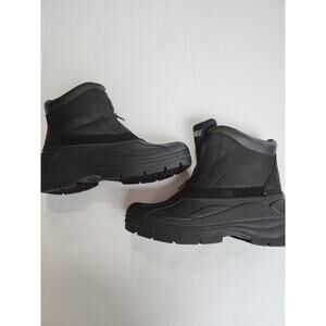 Sz 10 Khombu Snow Boots Men's Black Jessie Waterproof Front Zip Thermolite New